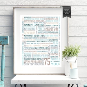 75th Mum Gifts, 75th Dad Gifts, 75th Birthday Gifts, 75 REASONS Why We Love You, 75 Birthday, 75th Gifts, 75th Nan present, 75th Grandma