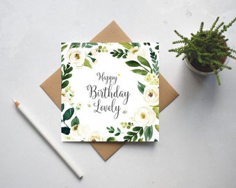 Happy birthday lovely, Happy birthday card for her, Best friend birthday card, Birthday card, Happy birthday card UK, BFF birthday (GC156B)