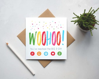 WOOHOO! Fun 30th Birthday Card: Suitable for HIM or HER