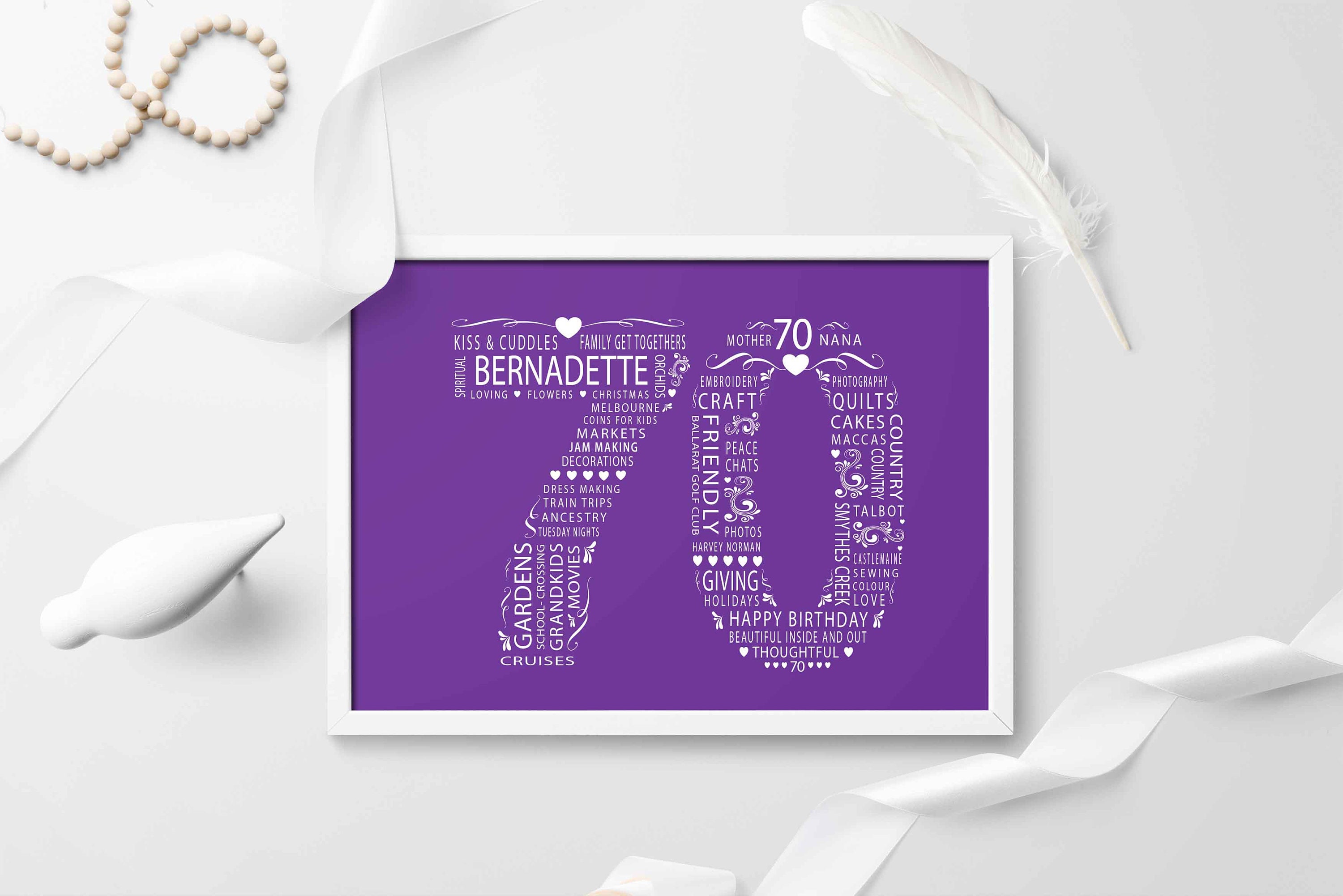 70th Birthday Gift for Women Gift for Mom Mum 70 Things We | Etsy