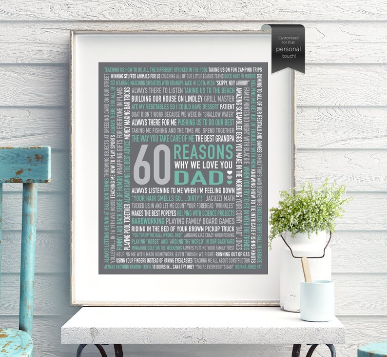 Custom 60th Birthday Gift for Dad 60 Reasons Why We Love