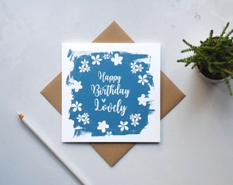 Card for friend - Happy birthday Lovely - Best friend birthday card - Modern Birthday card - Happy birthday card - BFF birthday (GC131)