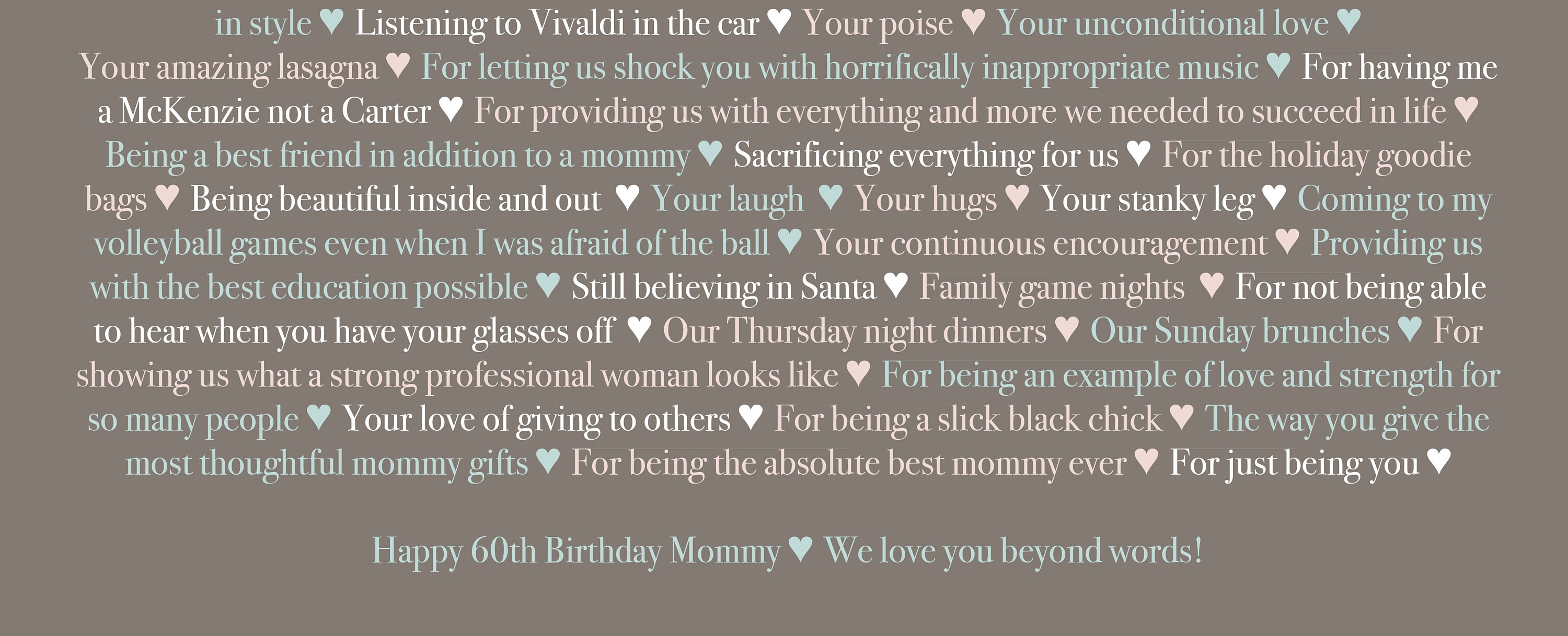 60th Birthday Gift for Mom Mum Gift For Her Gift For Women | Etsy