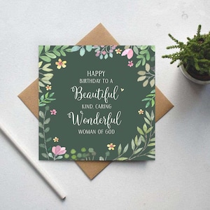 Joyeux anniversaire pour elle, carte d'anniversaire chrétienne pour elle, carte de voeux chrétienne, femme de Dieu, carte pour maman, cartes chrétiennes (GC185)