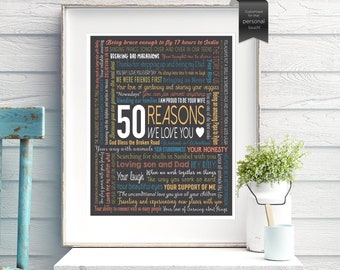 50th Birthday Gift for Him: 50 Reasons We Love You (Digital Download)