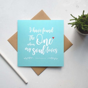 Tarjeta de boda cristiana, He encontrado al que ama mi alma - Cantar de los Cantares 3:4, Tarjeta del día de San Valentín, Tarjetas con versículos bíblicos (GC50T)