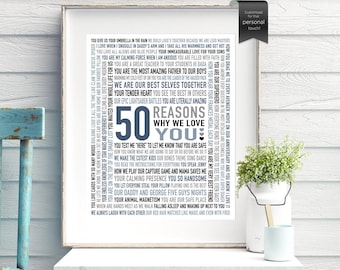 Mens 50th Birthday Gift: 50 Reasons We Love You