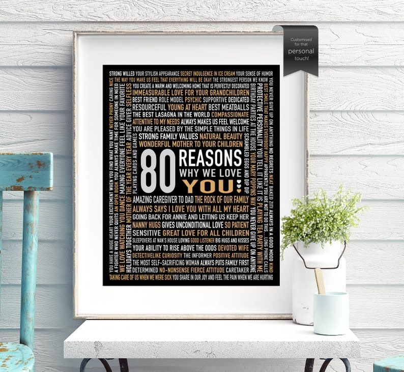 Custom 80th Birthday Gift for DAD / 80 Reasons Why We Love