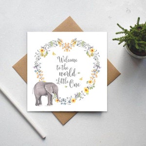 Tarjeta de nuevo bebé, tarjeta de felicitación de nuevo bebé niño, tarjeta de bebé niño, bienvenida al mundo pequeño, bienvenida bebé niño niña, regalo de bebé niño (GC174C)