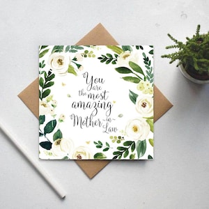 Mother's day card, Mother in law Birthday card, Mother in law card, Mother in law card for wedding, Amazing Mother in law Thank you card