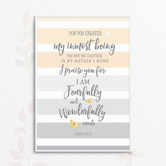 Psaume 139 13 16 Bible Verse Art Fearfully And Wonderfully Etsy