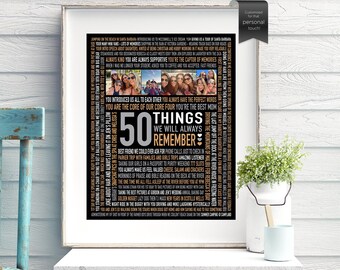 50th Gifts, 50 Things We Will Always Remember, 50th Birthday Gifts for women, 50 Years Loved, 50th Present, 50 Reasons We Love You, 1975