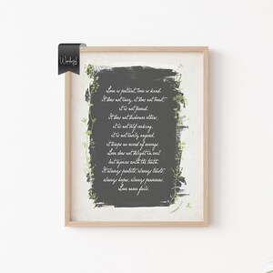 Christian Gifts, Christian Wall Art, Love is patient, love is kind print, Wedding Gift, 1 Corinthians 13:4-8, Scripture Bible verses (SP2)