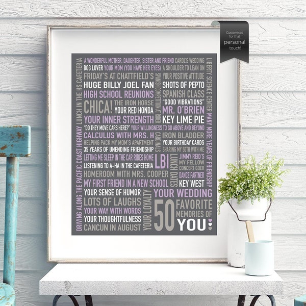 DIGITAL File 50th Birthday Gift for Women, Gifts For Her, Sentimental gifts for Her, Memories with you, Best friend gift, Fifty and Fabulous