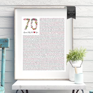 70th birthday gift for Women, 70th Mom, 70th Mum, For Her, For Grandma, 70 Reasons We love you, 70th Gifts, Digital Download Printable