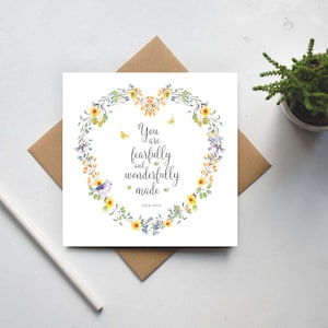 Biglietti di auguri cristiani - Sei stato creato in modo stupendo e meraviglioso - Salmo 139:14, Biglietto di dedica, Biglietto per neonato, Biglietti per battesimo (GC149)