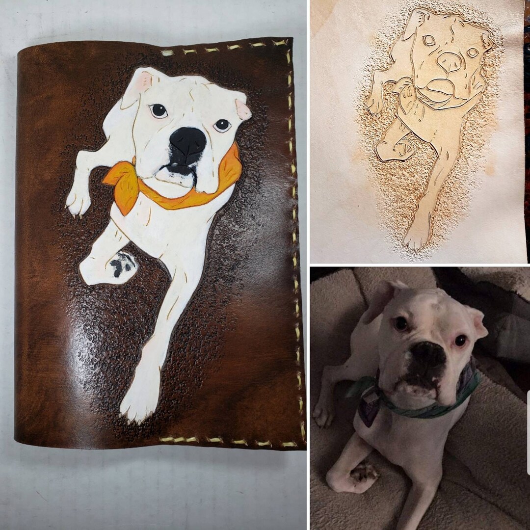 Custom Pet Portrait Leather Journal - Etsy