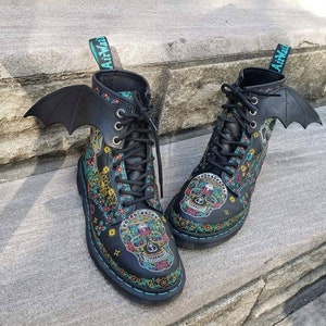 Leather Boot Wings, Bat wings, Skate wings, Dragon Wings, Shoe Wings, Gothic Accessory,  Custom Color choice, real leather