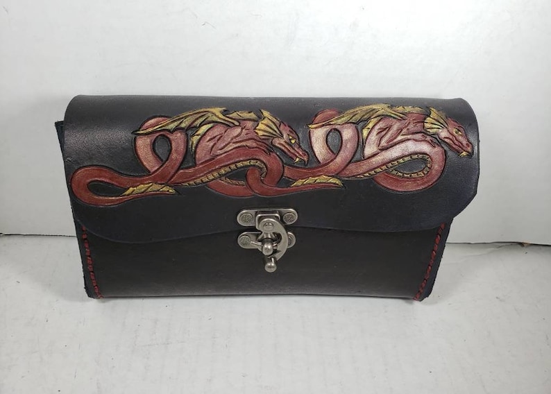 Celtic Dragon Leather Belt Pouch image 0