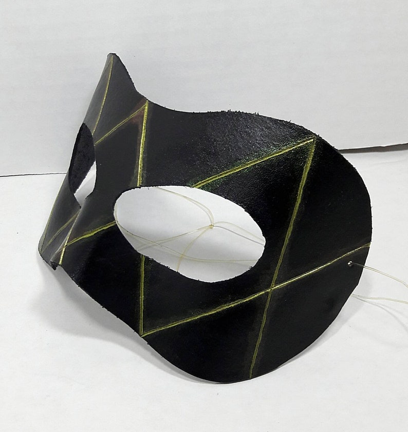 Black and Green Leather Domino Masquerade Mask