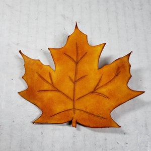 Autumn Orange Leather Maple Leaf Clip