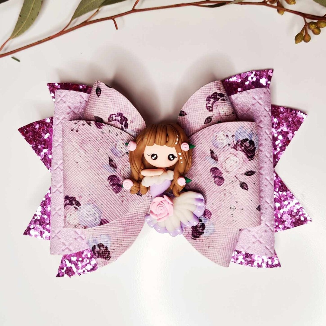 Purple Hair Clip Leather Hair Bow Girls Hair Bows Faux Etsy Australia