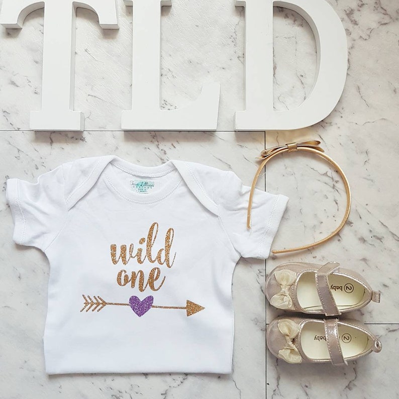Wild One Birthday Girl Onesie Tshirt Romper Coverall One Customisable