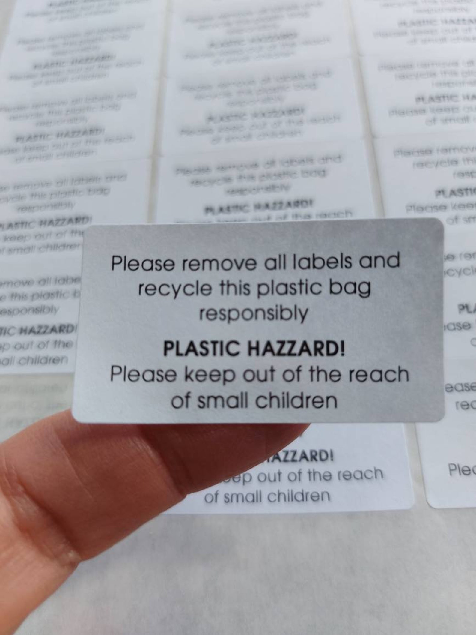 Recycle Plastic Bags Responsibly, Plastic Bag Hazard, Warning Labels