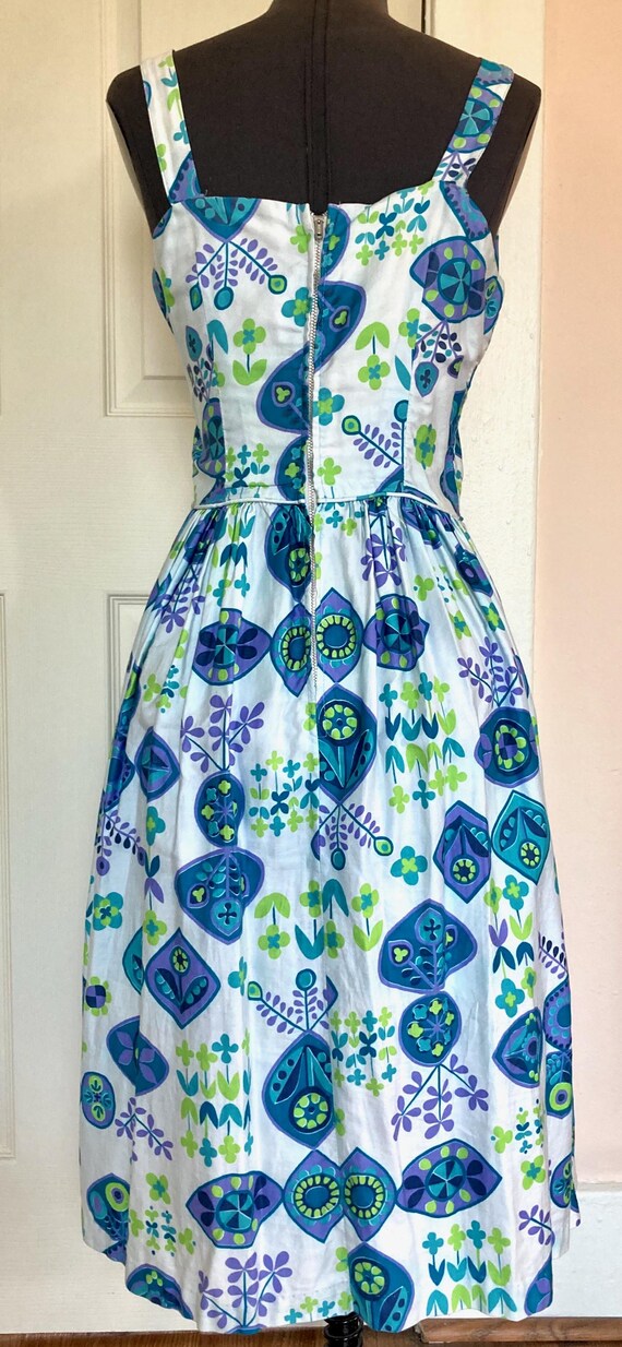 TRUE VINTAGE Early 60s Country Atomic Print Sundress--Small View 3