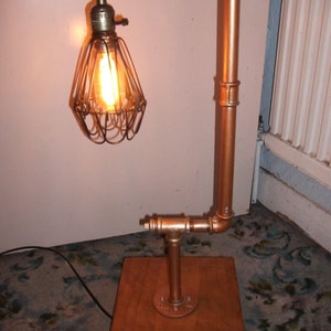 Vintage Industrial Retro Cage Steel Pipe Desk Table Lamp Light Edison