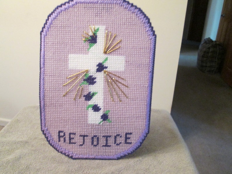 Rejoice Wall Hanging With Cross Design in Plastic Canvas Item 142 Etsy