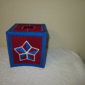 Topper de tecido vermelho, branco e azul #180