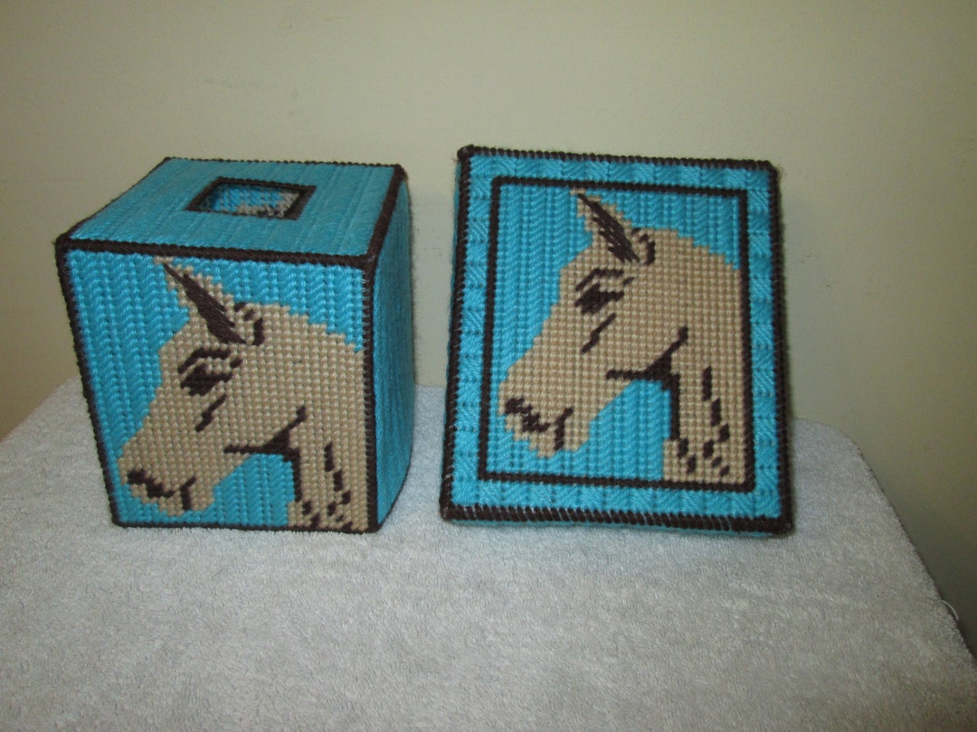 Equestrian Tissue Box Cover - Toile Blue main image 1