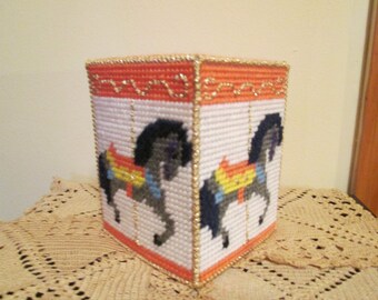 Carousel Horse Tissue Box Cover with Gold Thread Item 202