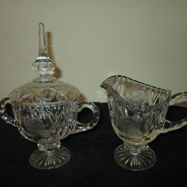 Lead Crystal Footed Creamer & Sugar Bowl, Vintage Cut Crystal Wine Decanter-w-Handle/stopper, Candle Holders