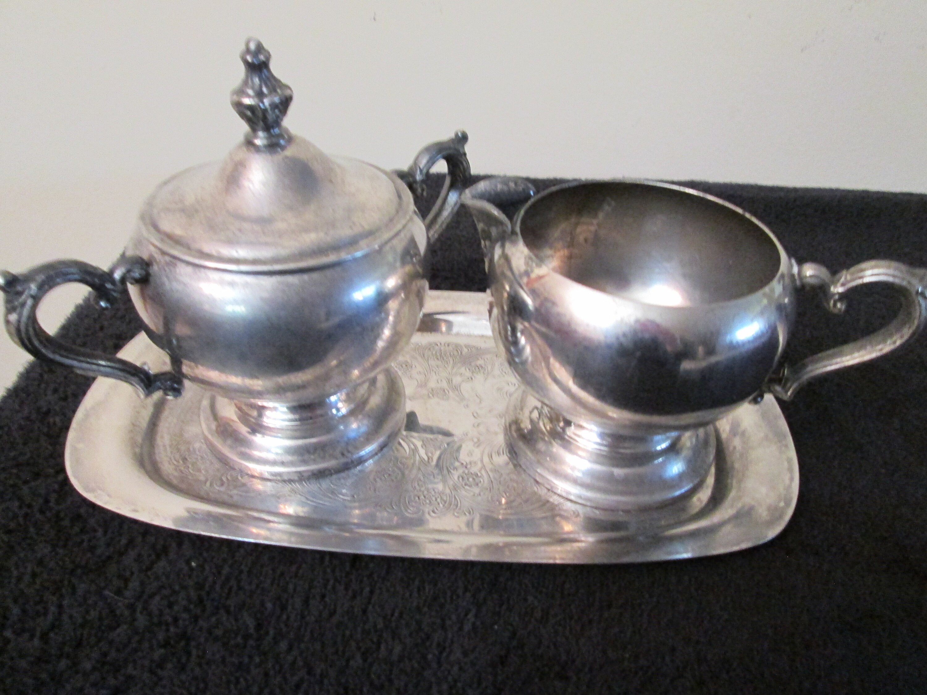 WM Rogers Silverplate Creamer and Sugar Bow Set With Serving Etsy
