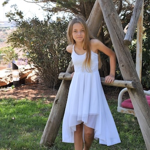 Amazing white dress - White lace dress - Teenage white dress - Flower girl dress - Bridesmaid dress - Tulle and lace