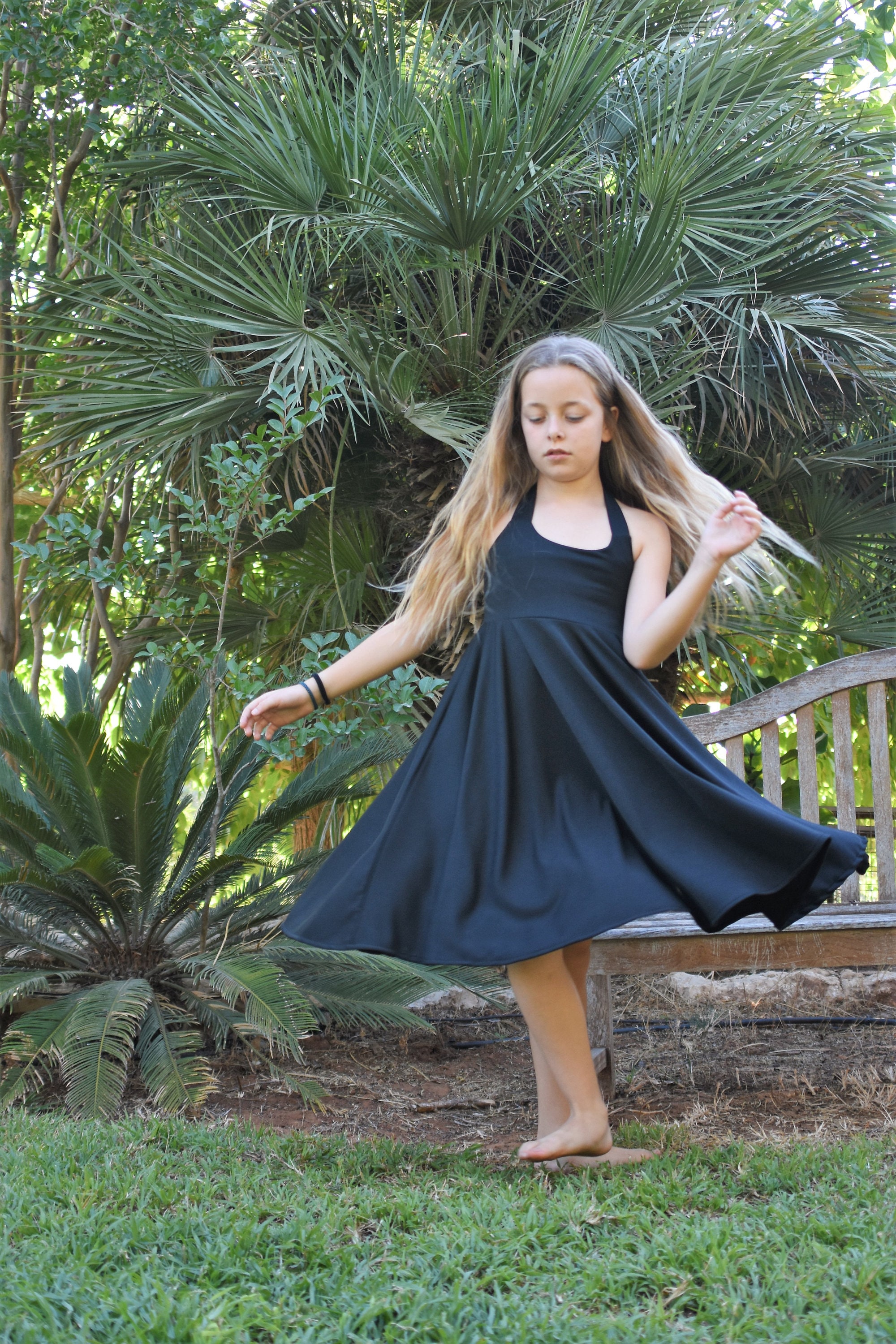 Girls black dress with collar sale
