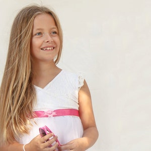White tulle and lace flower girl dress - Twirly white lace and tulle dress for flower girls - white flower girl dress