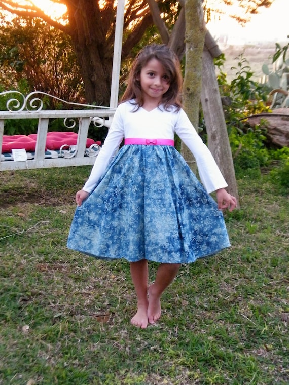 pink and blue winter dress Dainty pink A-line maxi dress with blue-flowered pattern, Glow-Up XXL / 12 / Pink-Blue