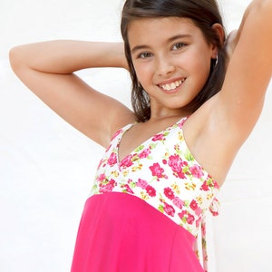 Hot pink summer dress for girls - pink collar dress for girls - summer flower dress for girls