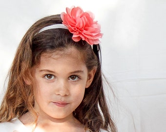 Coral pałąk dla dziewczyn-Baby and girl kwiat opaska-dziewczyna kwiat pałąk