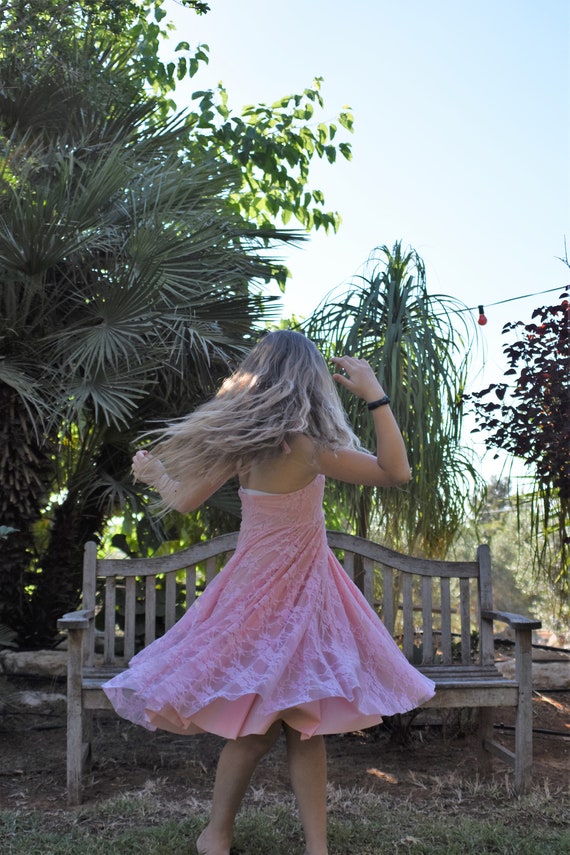 Girls pink lace dress online