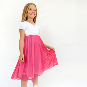 Girls summer dress - pink and white party dress - toddler girl birthday dress