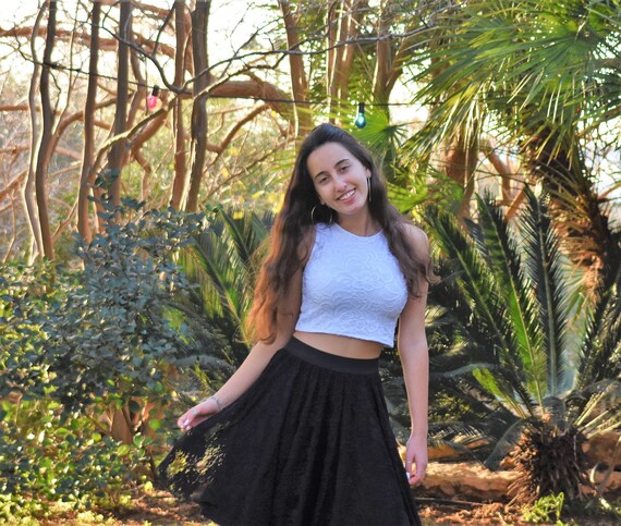 Black lace skirt girl hot sale