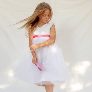 White tulle and lace dress flower girl dress