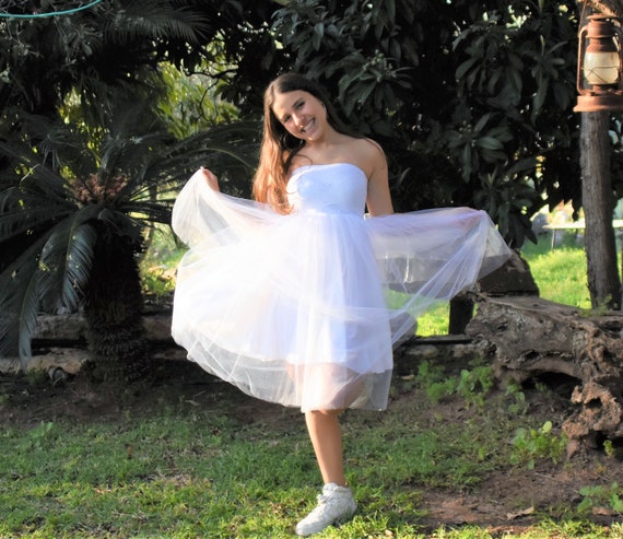 White tulle sale bridesmaid dresses