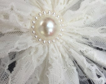 Opaska na głowę z kwiatem w kolorze złamanej bieli dla dziewczynek - Opaska na głowę z kwiatem dla niemowląt i dziewczynek - opaska na głowę dla dziewczynek z kwiatami - Opaska tutu