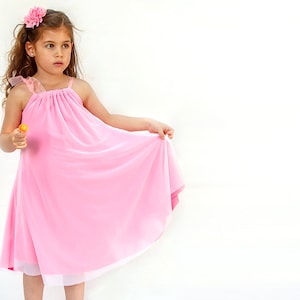 Pink flower girl tulle dress pink party dress for girls double layer dress for flower girls image 2