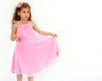 Pink tulle dress for girls - pink party dress for girls - double layer dress for toddler girls